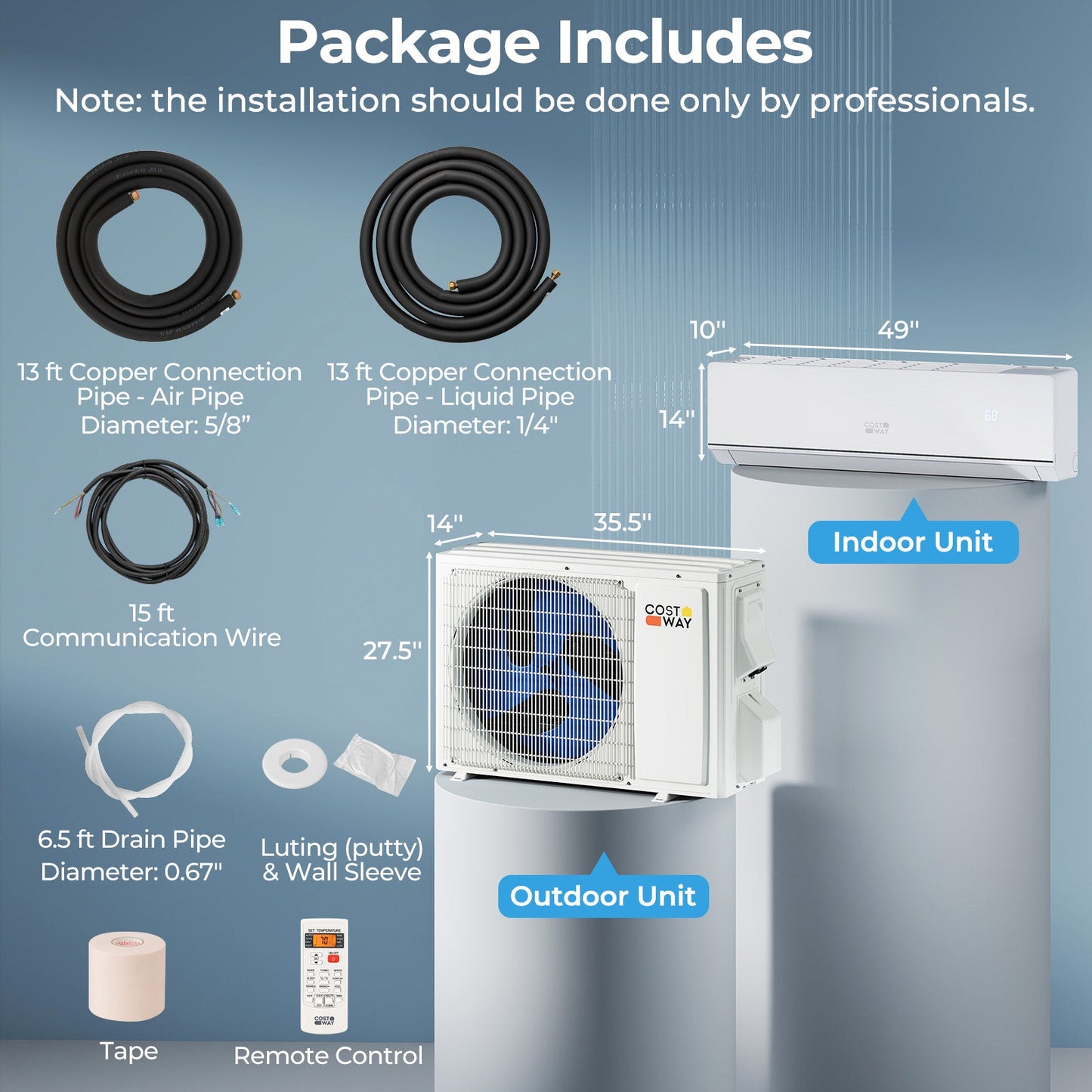 Costway 24000 BTU 25 SEER2 WiFi Mini Split Heat Pump 208-230V 50406199 New
