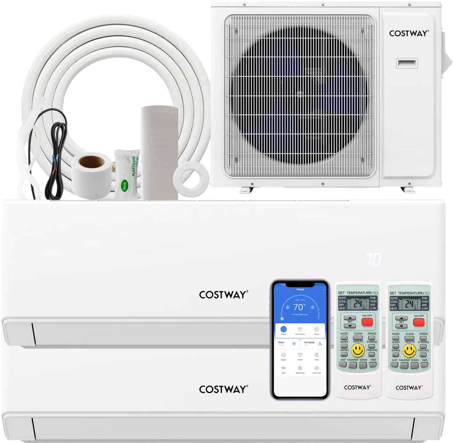 Costway UltrEco 24000 BTU 2 Zone 23 SEER2 Wifi Mini Split Air Conditioner Heat Pump 51076203 New