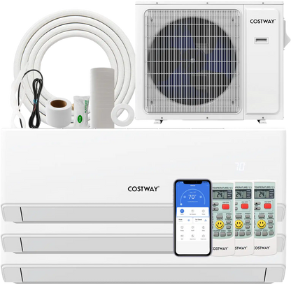 Costway 24000 BTU 3 Zone Mini Split Air Conditioner Heat Pump WiFi 23 SEER2 UltrEco Series 12021109 New