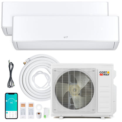Costway X-Pro 27,000 BTU 2 Zone 24 SEER2 Mini Split AC Heat Pump 75364436 New