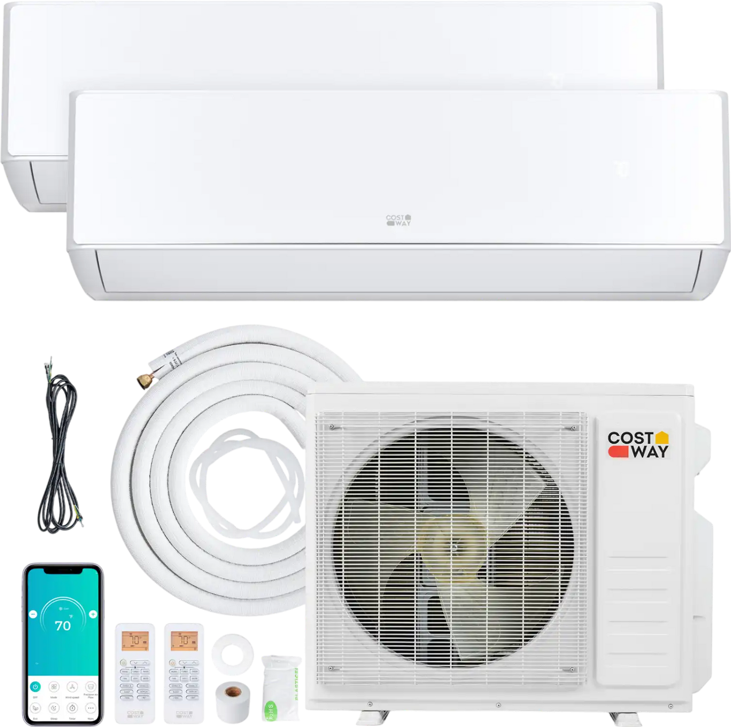 Costway X-Pro 18,000 BTU 2 Zone 24 SEER2 Mini Split AC Heat Pump 12402616 New