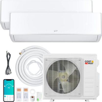 Costway X-Pro 18,000 BTU 2 Zone 24 SEER2 Mini Split AC Heat Pump 12402616 New