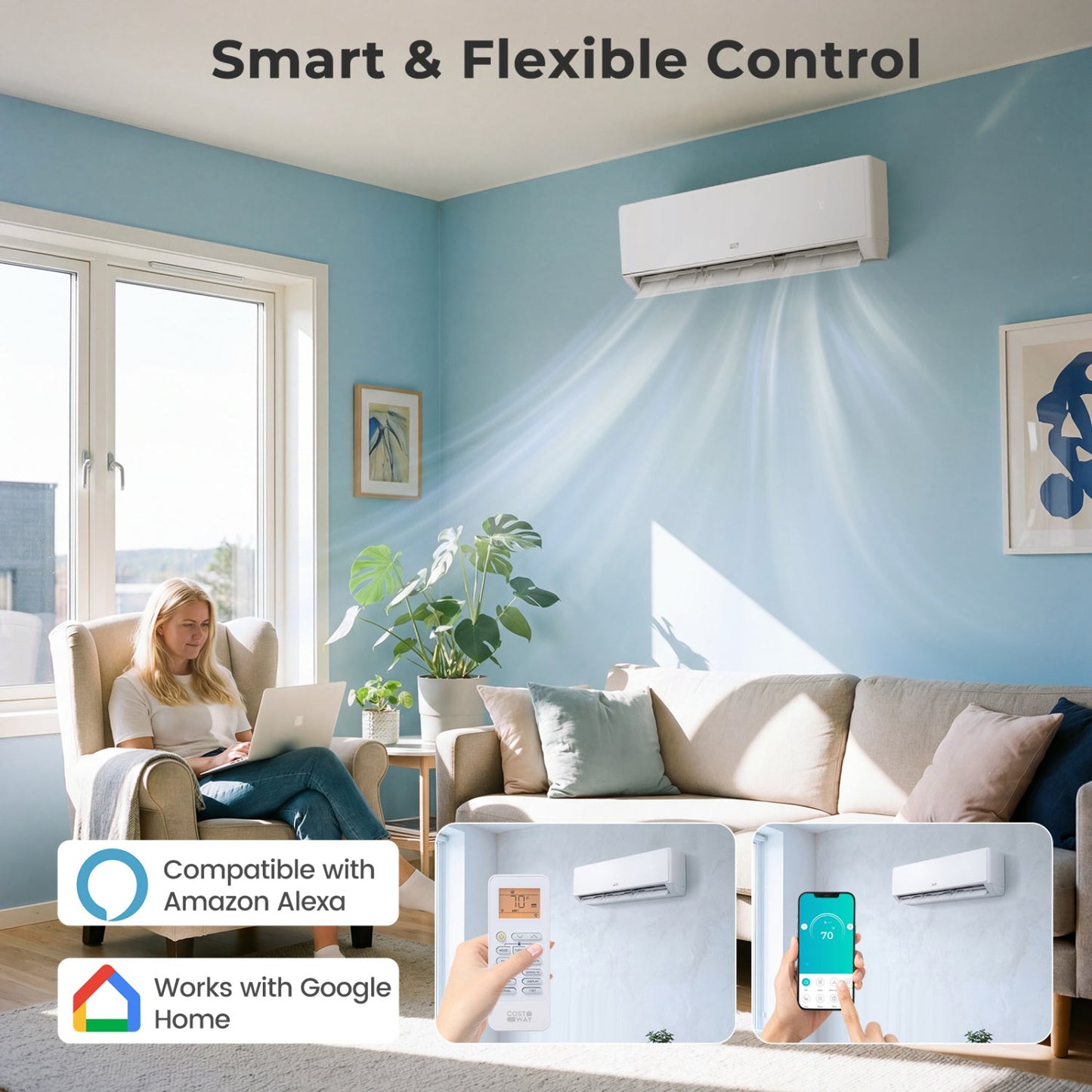 Costway X-Pro 18,000 BTU 2 Zone 24 SEER2 Mini Split AC Heat Pump 12402616 New