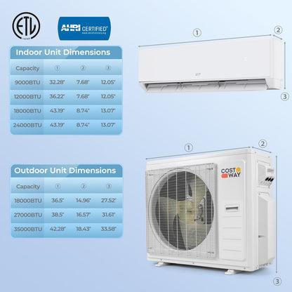 Costway X-Pro 35000 BTU 4 Zone 22.5 SEER2 Mini Split AC Heat Pump 43884902 New
