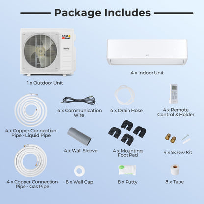 Costway X-Pro 35000 BTU 4 Zone 22.5 SEER2 Mini Split AC Heat Pump 43884902 New