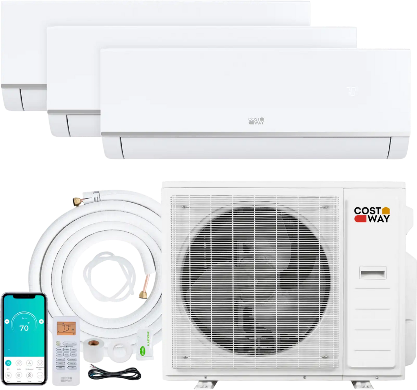 Costway Blast Pro 38000 BTU 3 Zone 20 SEER2 Mini Split AC Heat Pump 29318500 New