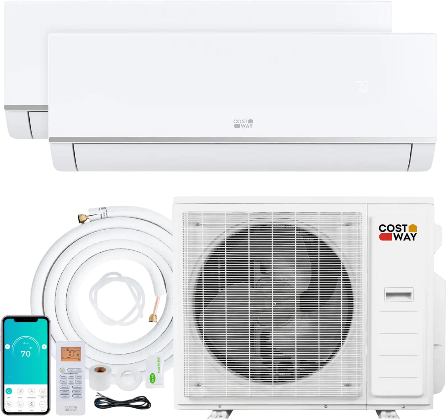 Costway 38,000 BTU 2 Zone 20 SEER2 Mini Split AC Heat Pump 70644572 New