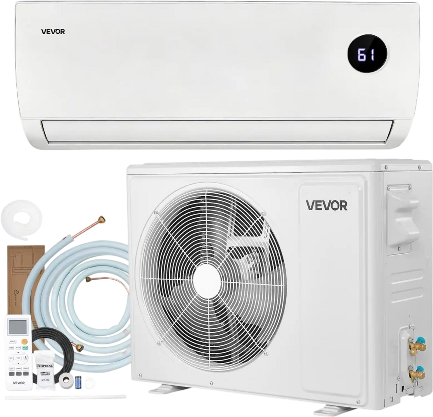 Vevor Mini Split Air Conditioner 12,000 BTU 19 SEER2 Inverter Heat Pump System 115V New
