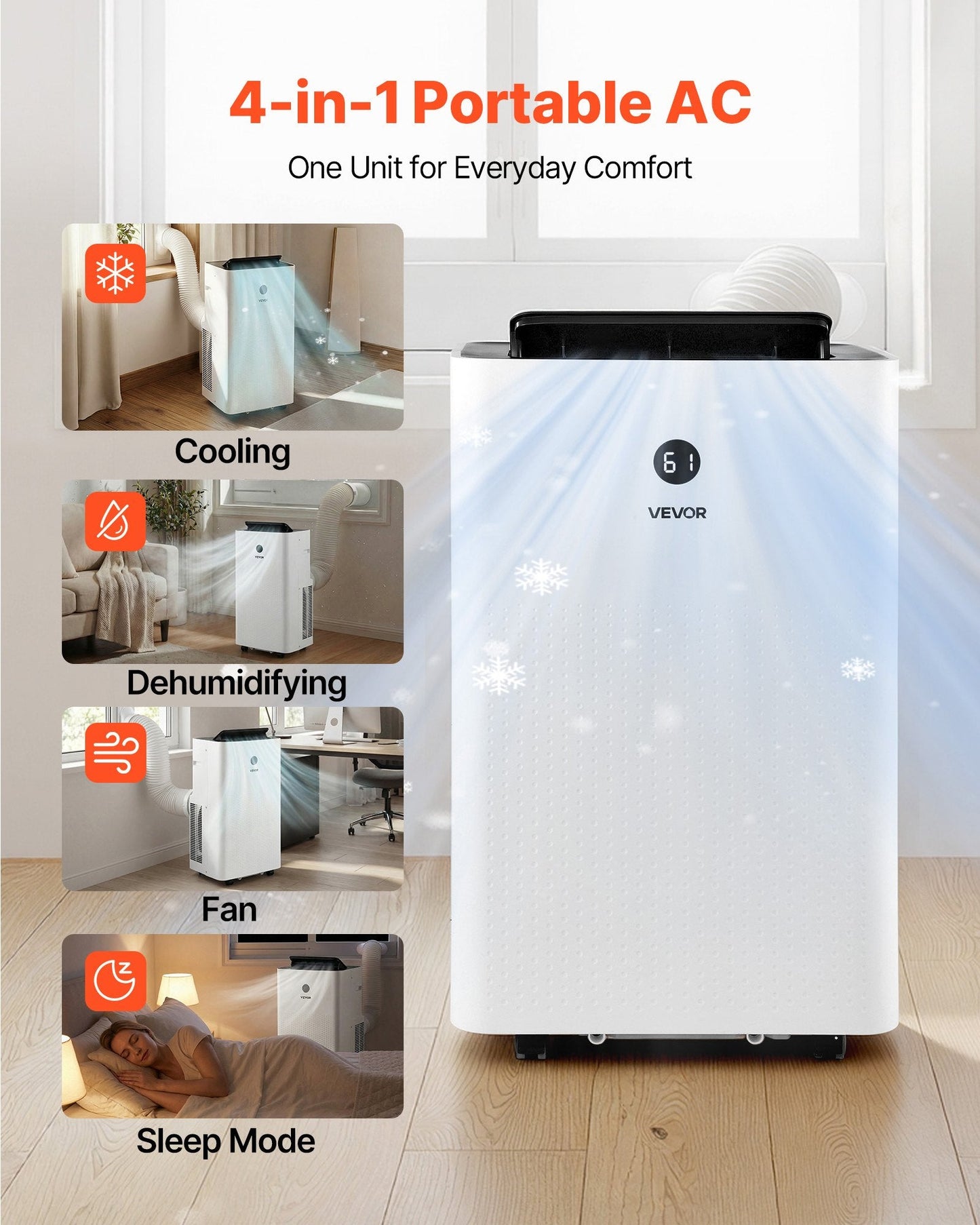 Vevor Portable Air Conditioner 14,000 BTU with LED Touch Panel Remote Control New
