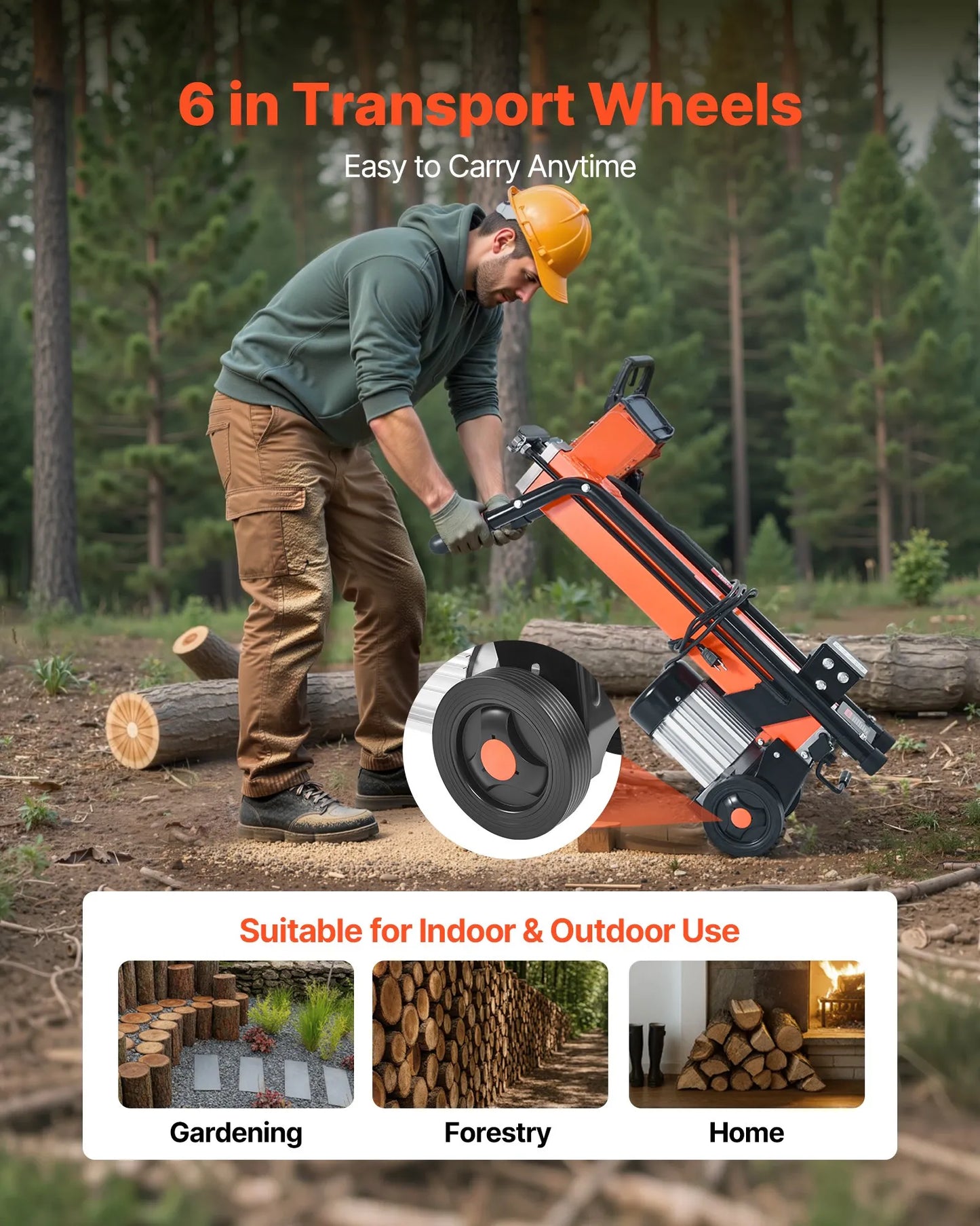 Vevor Electric Log Splitter 6.5 Ton Portable 1500W 15 Amp Motor New